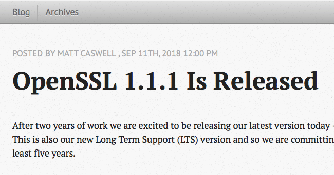 Tls1 3正式対応 Openssl 1 1 1 Lts インストールメモ あぱーブログ